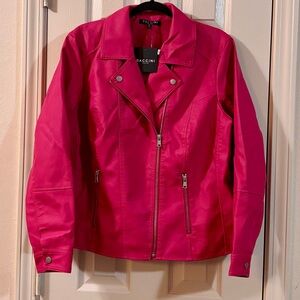 Baccini Fuchsia Faux Leather Jacket 1X NWT